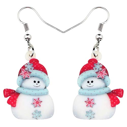 DUOWEI Acryl Weihnachten Hut Schneemann Ohrringe Schmuck für Frauen Kinder Teens Party Geschenke (Mehrfarbig) von DUOWEI