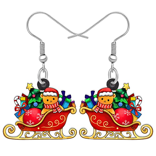 DUOWEI Acryl Weihnachten Truck Ohrringe Dangle Schmuck für Frauen Mädchen Festival Geschenke (Kirsche) von DUOWEI