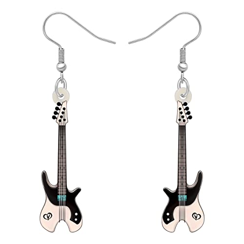 DUOWEI Acryl niedliche Musik Bass E-Gitarre Ohrringe Charms Instrument Tropfen baumeln Schmuck Geschenke für Frauen Teenager Mädchen (Bass) von DUOWEI