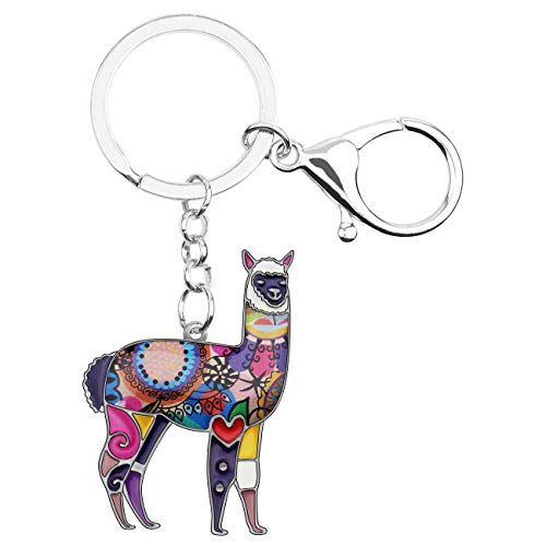 DUOWEI Emaille Alpaka Schlüsselanhänger Ring Geschenk Funny Handtasche Accessories Charms für Damen Mädchen (Lila) von DUOWEI