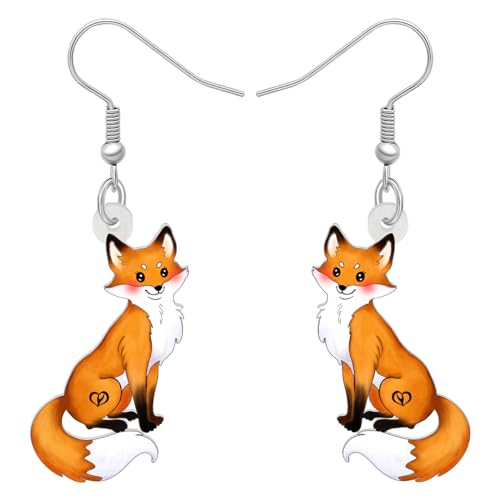 DUOWEI Cartoon Fuchs Ohrringe Füchse Baumeln Süß Tiere Schmuck Geschenke für Frauen Mädchen (Fuchs E) von DUOWEI