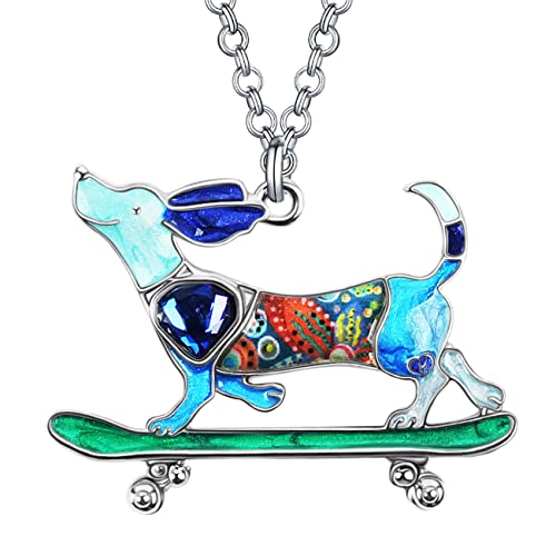 DUOWEI Cute Dackel Geschenke Floral Emaille Dachshund Halskette Anhänger Erinnerungsstück für Frauen Mädchen Hundeliebhaber (Arktis) von DUOWEI