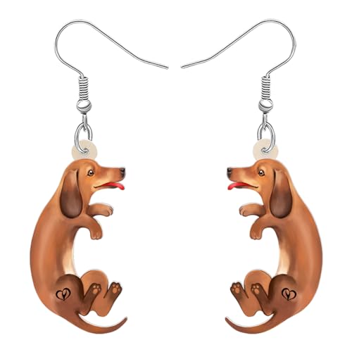 DUOWEI Cute Dackel Hund Ohrringe Dachshund Dangle-Schmuck Geschenke für Frauen Mädchen Kinder (Acryl Dackel C) von DUOWEI