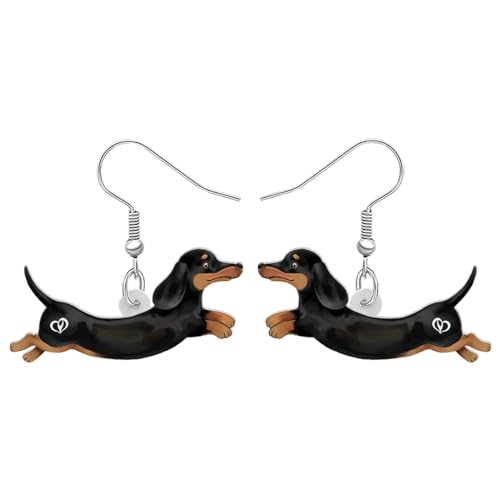 DUOWEI Cute Dackel Hund Ohrringe Dachshund Dangle-Schmuck Geschenke für Frauen Mädchen Kinder (Acryl Dackel D) von DUOWEI