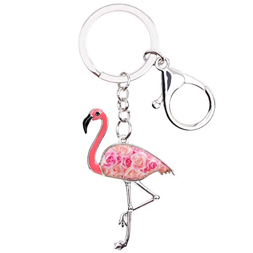 DUOWEI Cute Flamingo Geschenk Emaille Flamingo Schlüsselanhänger Vogel Schlüsselring für Damen Frauen Mädchen Handtasche Charms (Rosa) von DUOWEI