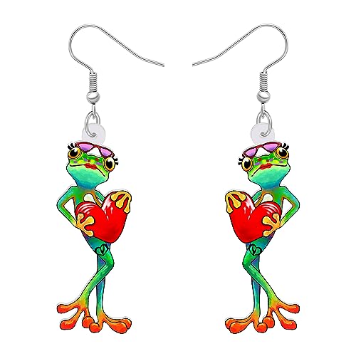 DUOWEI Cute Frosch Ohrringe Dangle Neuheit Cartoon Frosch Geschenke für Frauen Mädchen Teens Kinder (Frosch B) von DUOWEI