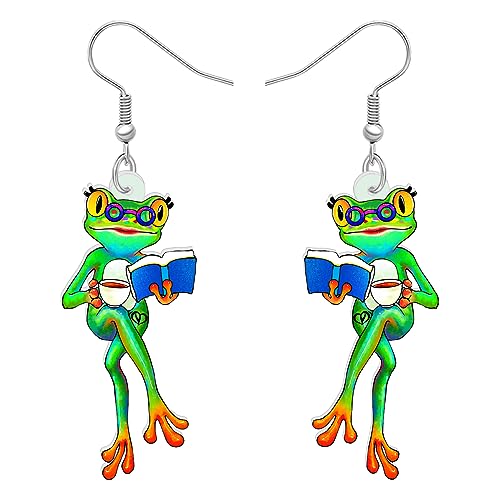 DUOWEI Cute Frosch Ohrringe Dangle Neuheit Cartoon Frosch Geschenke für Frauen Mädchen Teens Kinder (Frosch F) von DUOWEI