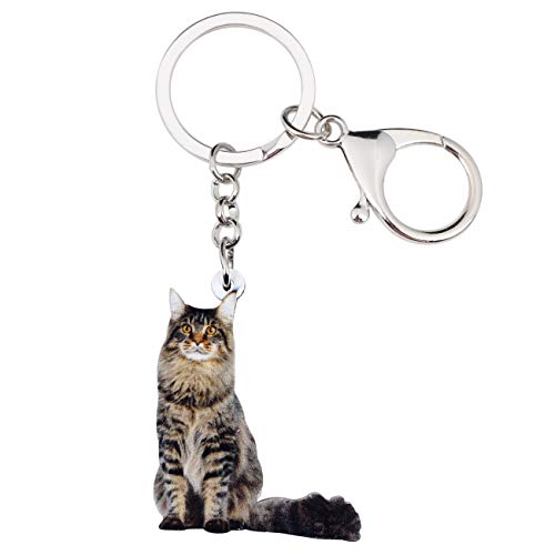 DUOWEI Cute Katze Schlüsselanhänger Acryl Haustier Cat Schlüsselring Handtasche Dekoration für Frauen Girls Charme Geschenk (Braun) von DUOWEI