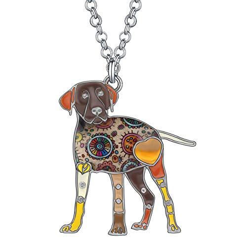 DUOWEI Cute Labrador Hund Halskette Anhänger Zinklegierung Emaille Labrador Schmuck Geschenke (Braun) von DUOWEI