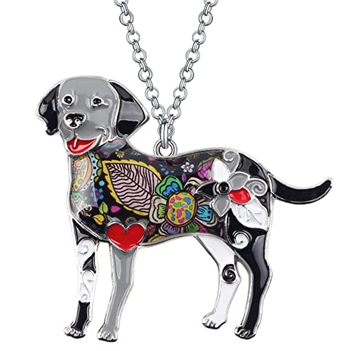 DUOWEI Cute Labrador Hund Halskette Anhänger Zinklegierung Emaille Labrador Schmuck Geschenke (Ebenholz A) von DUOWEI