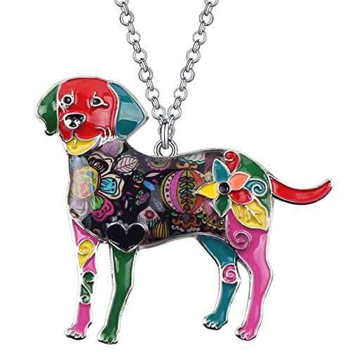 DUOWEI Cute Labrador Hund Halskette Anhänger Zinklegierung Emaille Labrador Schmuck Geschenke (Floral) von DUOWEI