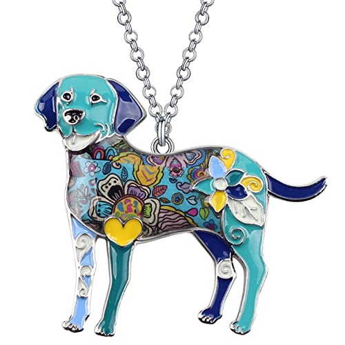 DUOWEI Cute Labrador Hund Halskette Anhänger Zinklegierung Emaille Labrador Schmuck Geschenke (Marineblau) von DUOWEI