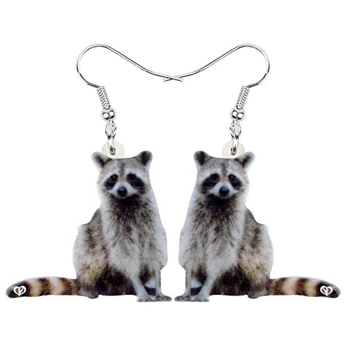 DUOWEI Cute Northern Waschbär Ohrringe Print Dangle Drop Schmuck für Damen Frauen Mädchen Waschbär Geschenke (Schwarz) von DUOWEI