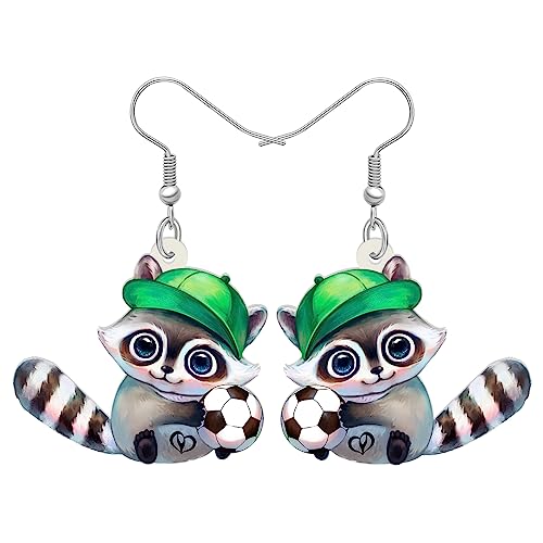 DUOWEI Cute Northern Waschbär Ohrringe Print Dangle Drop Schmuck für Damen Frauen Mädchen Waschbär Geschenke (Waschbär A) von DUOWEI