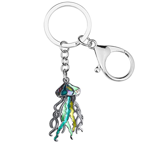 DUOWEI Cute Quallen Schlüsselanhänger Jellyfish Schlüsselring Anhänger Meer Tiere Schmuck Geschenke Rucksack Auto Charms für Damen Mädchen (Quallen Grün) von DUOWEI