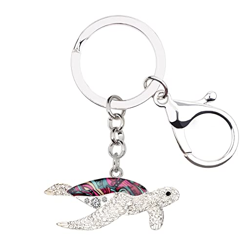 DUOWEI Süße Schildkröte Schlüsselanhänger Schlüsselring Schildkröten Deko Meeresschildkröte Geschenke für Damen Damen Mädchen (Fuscia) von DUOWEI