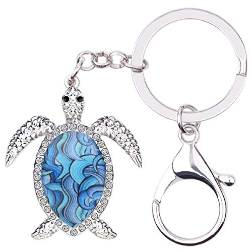 DUOWEI Süße Schildkröte Schlüsselanhänger Schlüsselring Schildkröten Deko Meeresschildkröte Geschenke für Damen Damen Mädchen (Himmel) von DUOWEI