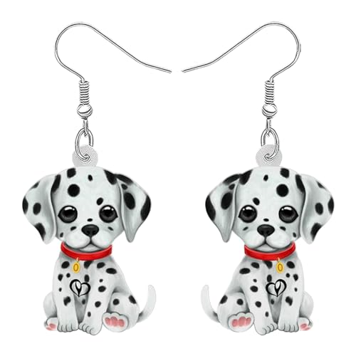 DUOWEI Cute Spot Dalmatiner Hund Ohrringe Acryl Haustiere Hund baumeln Schmuck Geschenke für Frauen Mädchen (Dalmatiner) von DUOWEI