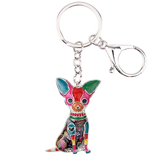 DUOWEI Cute Chihuahua Schlüsselanhänger Geschenke Dainty Hund Schlüsselring Für Damen Frauen Mädchen Autoschlüsselanhänger Charms Zubehör (Mehrfarbig) von DUOWEI