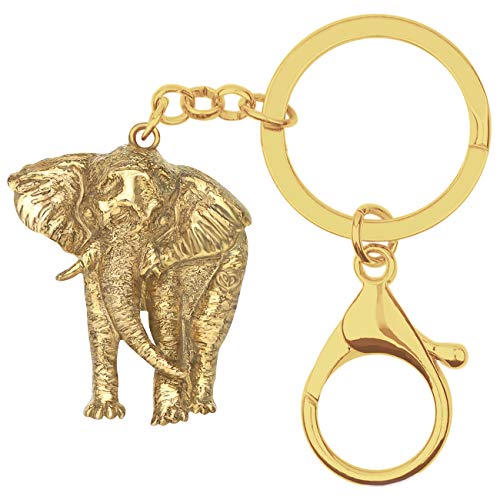 DUOWEI Elefant Geschenke für Damen Süße Elefanten Schlüsselanhänger Ring Schmuck Tasche Autozubehör für Teenager Mädchen (Gold) von DUOWEI