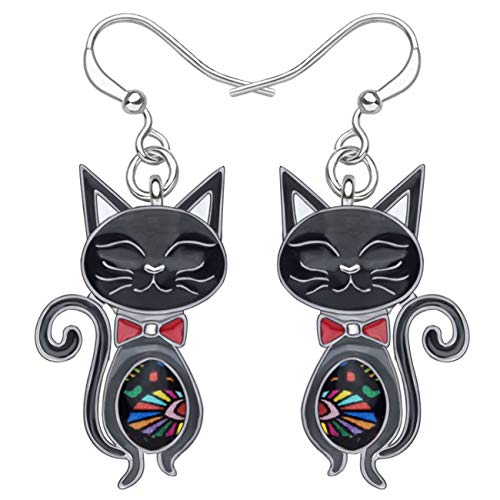 DUOWEI Cute Anime Katzen Ohrringe Charms Emaille Katze Schmuck Dangle Für Damen Mädchen Geburtstag Urlaub Geschenke (Lila) von DUOWEI