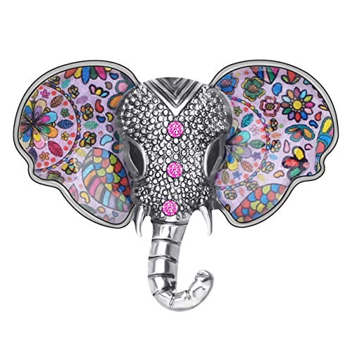 DUOWEI Emaille Glänzend Strass Elefant Brosche Elegante Tiere Anstecknadel Revers Kleidung Schal Frauen Teenager Schmuck Geschenk (Silber Lila) von DUOWEI