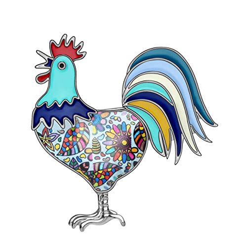 DUOWEI Emaille Hühner Brosche Tiere Anstecknadel Kleidung Huhn Schmuck Geschenk für Damen Frauen Mädchen (Bläue) von DUOWEI