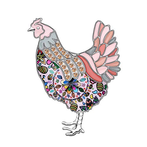 DUOWEI Emaille Hühner Brosche Tiere Anstecknadel Kleidung Huhn Schmuck Geschenk für Damen Frauen Mädchen (Rosa) von DUOWEI