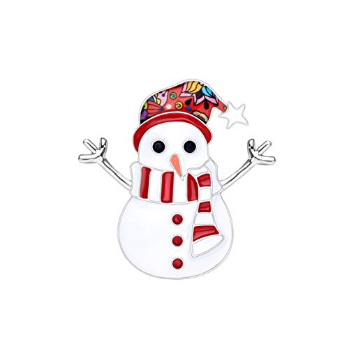 DUOWEI Süße Weihnachten Schneemann Brosche Charme Schal Dekoration Cartoon Pin für Damen Mädchen Schmuck Geschenk (Rot) von DUOWEI