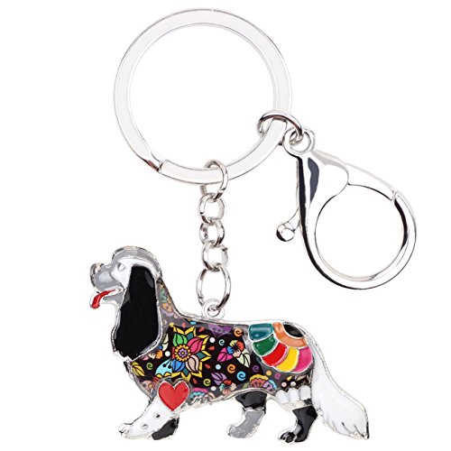 DUOWEI Emaille-Schlüsselanhänger Cavalier King Charles Spaniel, Haustier-Schlüsselanhänger, Handtaschen-Charm, Geschenke für Frauen und Mädchen - Schwarz - Medium von DUOWEI