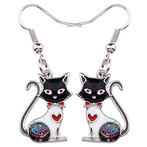 DUOWEI Emaille Süß Bow knot Kätzchen Katze Ohrringe Charme Katze Schmuck für Frauen Mädchen Teens Geburtstag Urlaub Geschenke (Dunkel) von DUOWEI