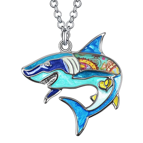 DUOWEI Emaille Tentakel Oktopus Halskette Ozean Tiere Anhänger für Frauen Mädchen Charms Ozean Schmuck Geschenke (Blauer Hai) von DUOWEI