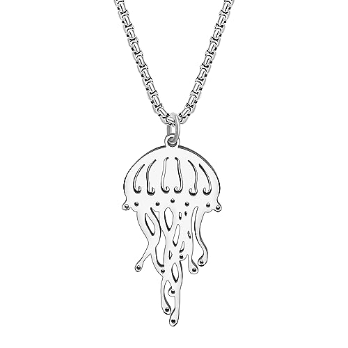 DUOWEI Emaille Tentakel Oktopus Halskette Ozean Tiere Anhänger für Frauen Mädchen Charms Ozean Schmuck Geschenke (Qualle Silber) von DUOWEI