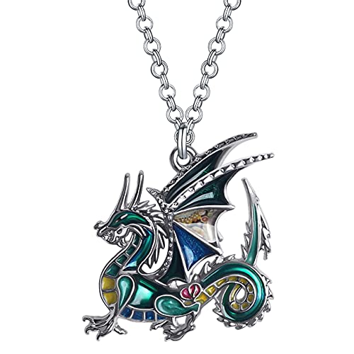 DUOWEI Emaille Welsh Dragon Halskette Emaille Fantasy Drache Schmuck Neuheit Geschenke für Frauen Mädchen (Grün) von DUOWEI