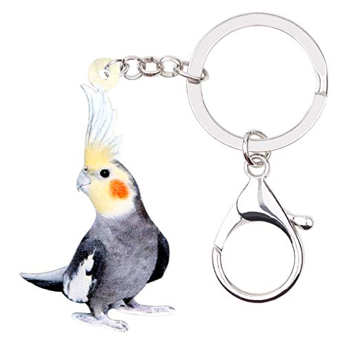 DUOWEI Süßr Nymphensittich Papagei Schlüsselanhänger Acryl Schlüsselring Geldbörse Dekoration für Frauen Mädchen Charme Geschenke (Schwarz) von DUOWEI