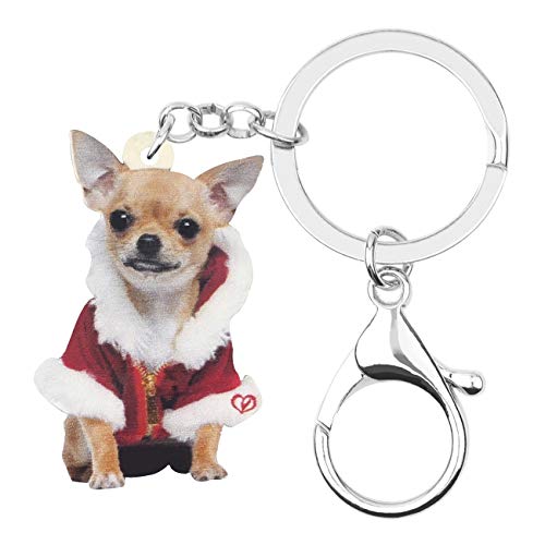 DUOWEI Entzückender sitzender Chihuahua-Hund-Schlüsselanhänger aus Acryl für Frauen, Teenager, Mädchen, Anhänger, Geschenk, Weihnachten Chihuahua D, Medium von DUOWEI