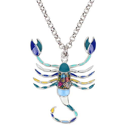 DUOWEI Fancy Scorpio Scorpion Halskette Metall Floral Emaille Zwölf Konstellationen Anhänger für Frauen Teenager Mädchen Modegeschenke (Blau) von DUOWEI