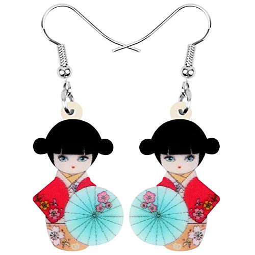 DUOWEI Acryl Anime Cute Japanisch Stil Kimono Puppe Ohrringe Charms Dangle Schmuck Geschenke für Damen Frauen Teenager Mädchen (Multi) von DUOWEI