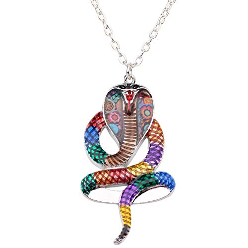 DUOWEI Kobras Schlange Kette Halskette Emaille Snake Anhänger Schmuck Reptil Tiere Geschenke für Damen Mädchen (Mehrfarbig) von DUOWEI