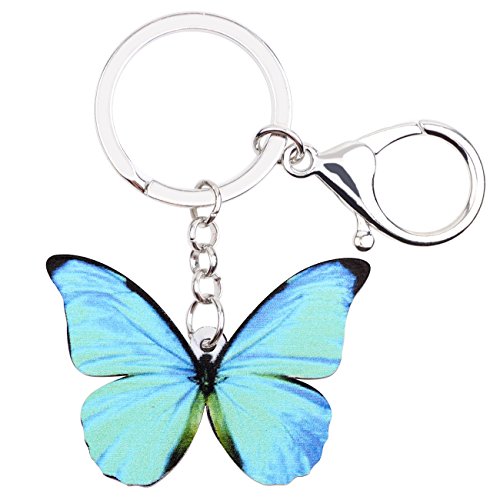 DUOWEI Vivid Acryl Morpho Monarch Schmetterling Schlüsselanhänger Handtasche Charm Ringe Sommer Geschenk für Damen (Hellblau) von DUOWEI