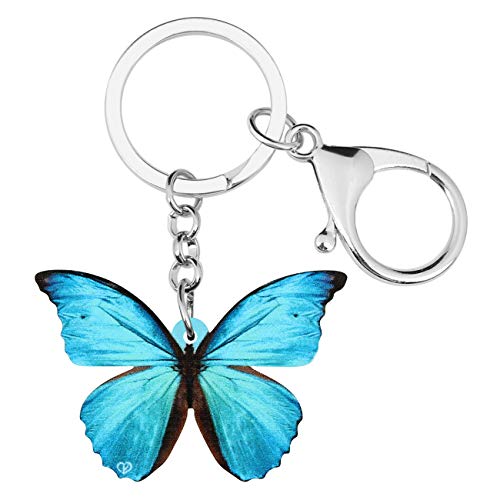 DUOWEI Vivid Acryl Morpho Monarch Schmetterling Schlüsselanhänger Handtasche Charm Ringe Sommer Geschenk für Damen (Blau) von DUOWEI