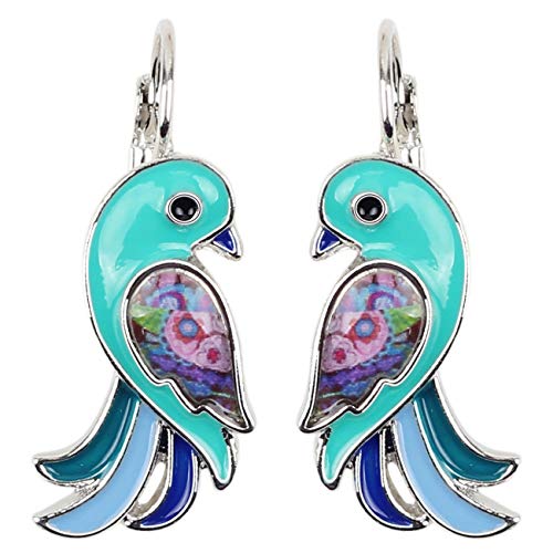 DUOWEI Legierung Emaille elegante tropische Papagei Vogel Ohrringe bunte Tiere romantischen Schmuck für Frauen Damen Teens (Blau) von DUOWEI