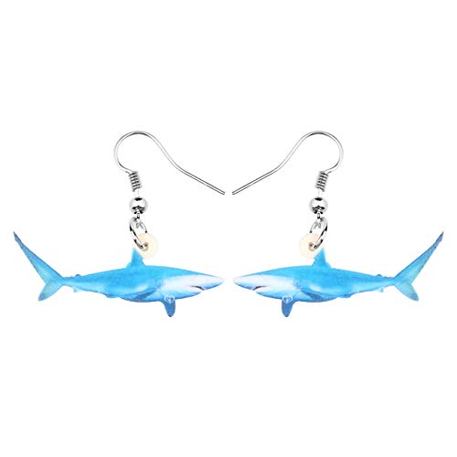 DUOWEI Neuheit Großer Weißer Hai Acryl Ohrringe Anime Qualle Schildkröte Baumeln Schmuck Meerestiere Geschenke (Blau) von DUOWEI