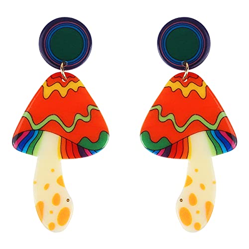 DUOWEI Niedlich Acryl Pilz Ohrringe baumeln Ästhetische Geschenke für Frauen Teenager Mädchen (Rot) von DUOWEI