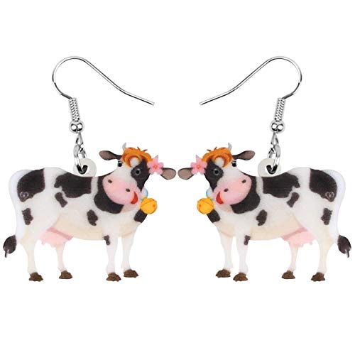 DUOWEI Cute Kuh Geschenke Cartoon Milchkuh Kuh Ohrringe Acryl Kuh Deko Schmuck Für Frauen Damen Frauen (Weiß) von DUOWEI