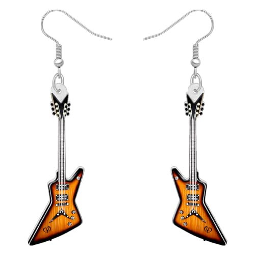 DUOWEI Acryl niedliche Musik Bass E-Gitarre Ohrringe Charms Instrument Tropfen baumeln Schmuck Geschenke für Frauen Teenager Mädchen (E Gitarre B) von DUOWEI