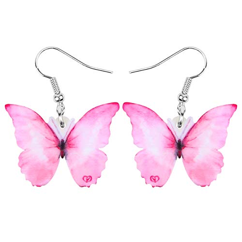 DUOWEI Niedliche Schmetterling Geschenke Acryl Schmetterling Ohrringe baumeln für Frauen Sommer Frühling Charms (Rosa) von DUOWEI