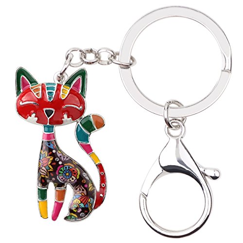 DUOWEI Süße Katze Schlüsselanhänger Schlüsselringe Zierliche Katzen Geschenke für Damen Mädchen Tasche Brieftasche Auto Charms (Mehrfarbig) von DUOWEI