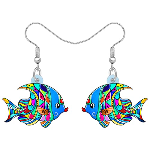 DUOWEI Neuheit Cartoon Tropische Fische Acryl Ohrringe Bunte Marine Life Schmuck Geschenke (Blumig) von DUOWEI