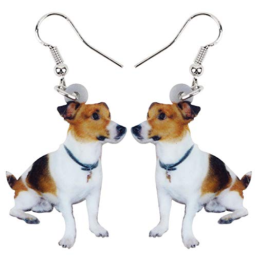 DUOWEI Acryl Weiß Jack Russell Terrier Hund Ohrringe Süß Haustier Hund Schmuck für Frauen Teens Mädchen Hundeliebhaber Geschenke (Braun) von DUOWEI